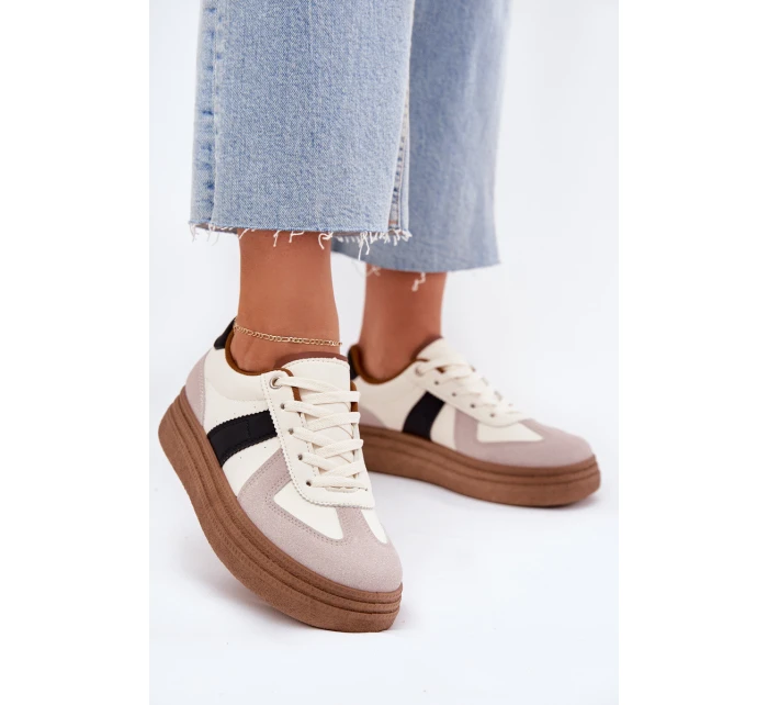Dámské tenisky na platformě béžové model 21702556 - Boto Dámské tenisky na platformě béžové model 21702556 - Boto