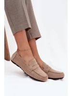 Loafersy Mokasyny Damskie Płaskie Beżowe Roseline