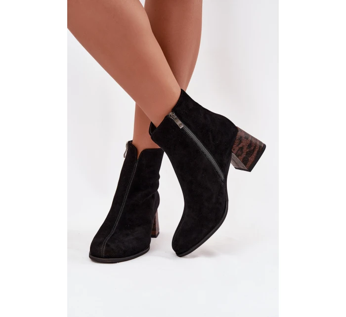 Kožené semišové dámské na podpatku  Černé model 21714671 - Maciejka