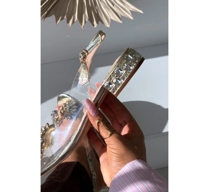 Průhledné sandály s mašlí D&A MR52-231 zlaté