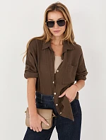 MI košeľa KS 2337.18 tmavohnedá