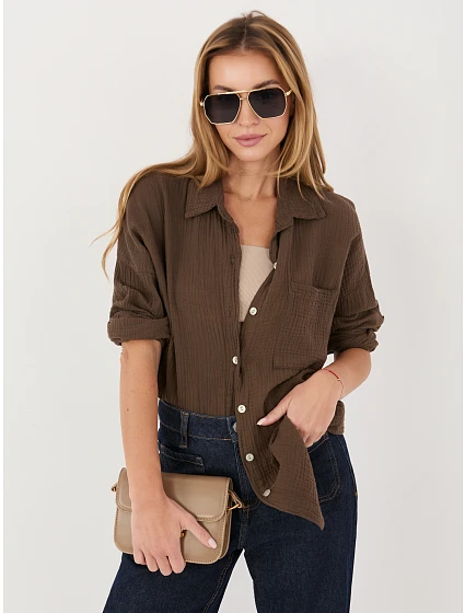 MI košeľa KS 2337.18 tmavohnedá