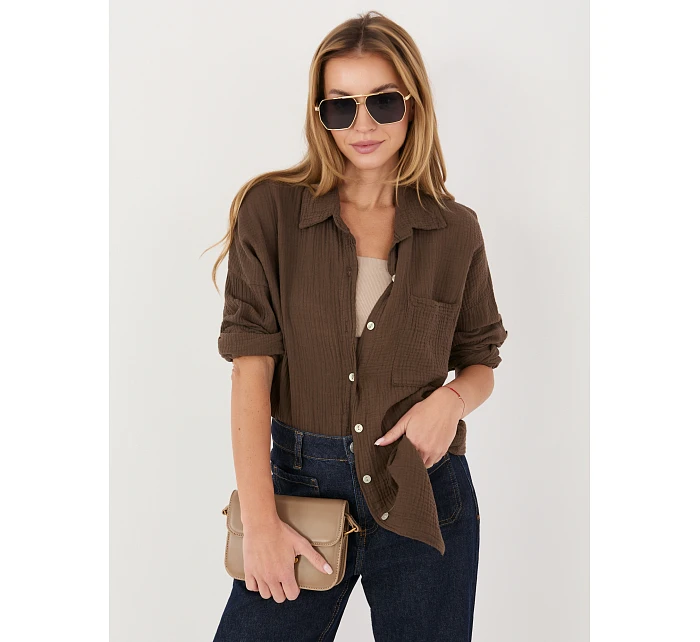 MI košeľa KS 2337.18 tmavohnedá