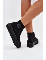 Dámske plátenné tenisky na platforme Big Star - čierne Dámske plátenné tenisky na platforme Big Star - čierne