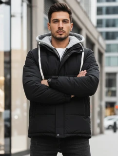 Pánská prošívaná zimní bunda s kapucí černá Dstreet TX5104