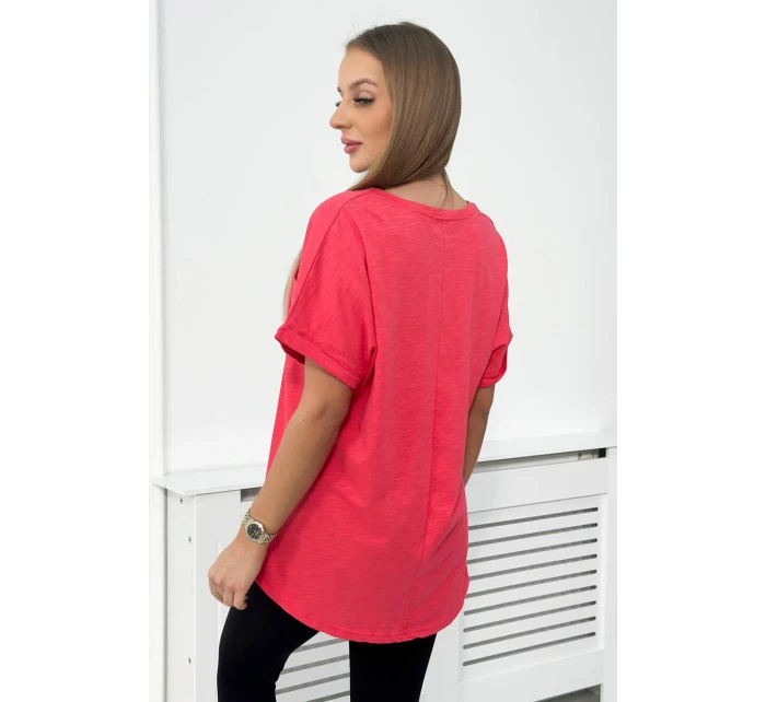 Bavlnená blúzka s vreckom malinová