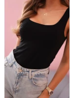 Dámska blúzka bez ramienok s výstrihom čierna