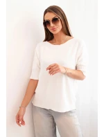 Dámsky viskózový sveter s krátkymi rukávmi ecru