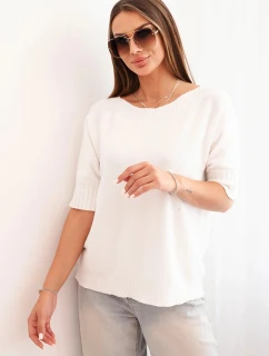 Dámský svetr z viskózy s krátkým rukávem ecru