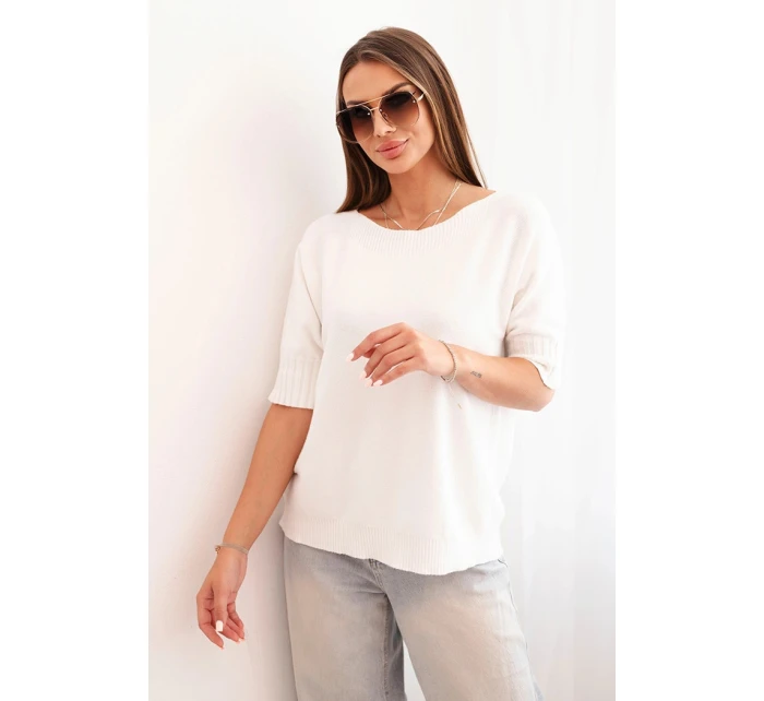 Dámsky viskózový sveter s krátkymi rukávmi ecru