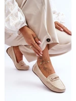 Damskie Klasyczne Zamszowe Mokasyny Beżowe Corinell