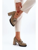 Lakierowane Czółenka Na Masywnym Obcasie Zielone Terimene