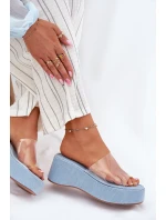 Dámské Pantofle S Páskem Na Klínu Jeans model 21696555 - Boto