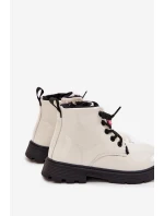 Zateplené dětské lakované kotníkové boty s přezkou Medvídek Bílá model 21718351 - Boto