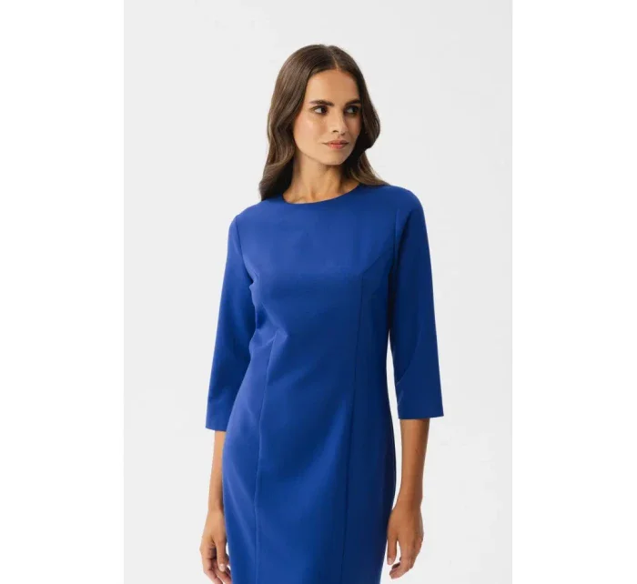 model 18882523 Plášťové šaty s předním rozparkem královská modř - STYLOVE