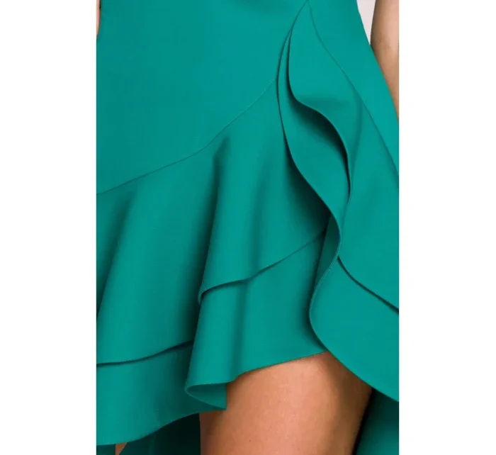 M850 Mini šaty s volánmi - tyrkysové