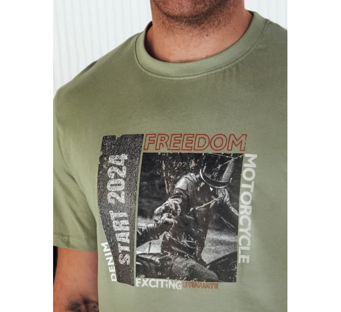 Pánské zelené tričko s potiskem Dstreet model 21974976 - FashionStreet