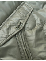 Krátka dámska prešívaná bunda v khaki farbe (B8185-11)