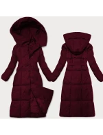 Dámská zimní bunda ve vínové bordó barvě s páskem model 21428664 - J.STYLE