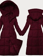 Dámska zimná bunda s opaskom J Style bordová (5M3227-1)