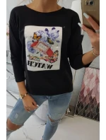 Halenka s grafikou 3D Watch černá Halenka s grafikou 3D Watch černá