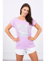 Blúzka s potlačou pier fialová