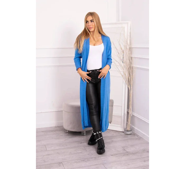 Sweter długi kardigan wiązany w talii jeansowy Sweter długi kardigan wiązany w talii jeansowy