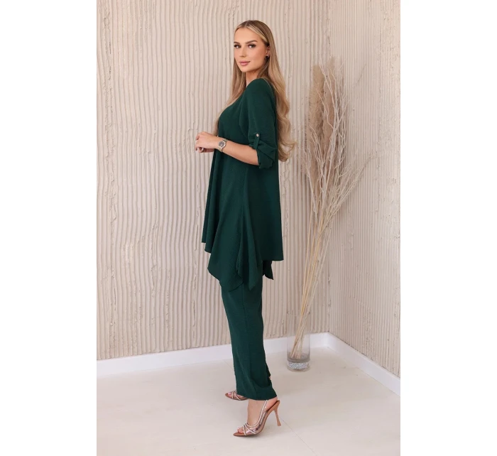 Súprava blúzka + nohavice s príveskom tmavozelená