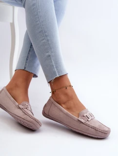 Damskie Modne Zamszowe Mokasyny Fioletowe Rabell