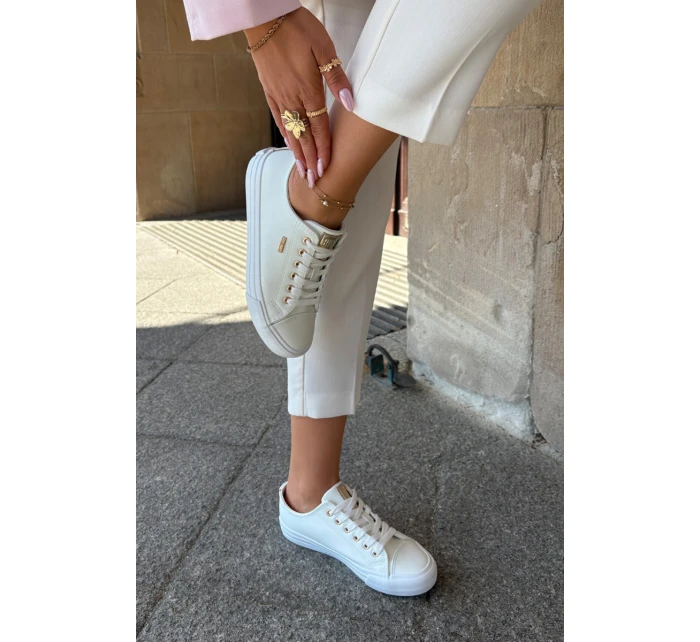 Trampki Damskie Z Eko Skóry Big Star RR274748 Białe Trampki Damskie Z Eko Skóry Big Star RR274748 Białe