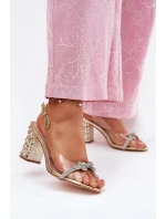 Transparentne Sandały Na Słupku D&A MR51-705 Złote