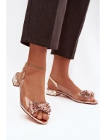 Průhledné sandály s mašlí D&A MR52-231 růžové zlato Průhledné sandály s mašlí D&A MR52-231 růžové zlato