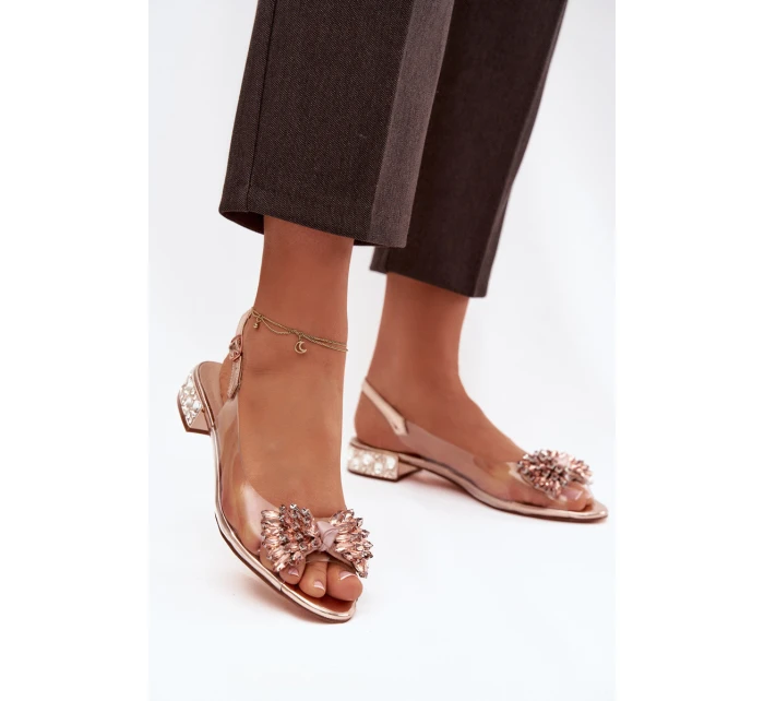 Průhledné sandály s mašlí D&A MR52-231 růžové zlato Průhledné sandály s mašlí D&A MR52-231 růžové zlato