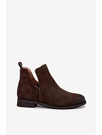 Kožené semišové kotníkové boty model 22366565 Hnědé - VINCEZA Kožené semišové kotníkové boty model 22366565 Hnědé - VINCEZA