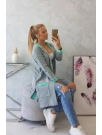 Dvojfarebná pláštenka s kapucňou 21679 mätová+šedá - Kesi