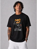 Koszulka męska bawełniana oversize z nadrukiem czarna model 22216049 - FashionStreet