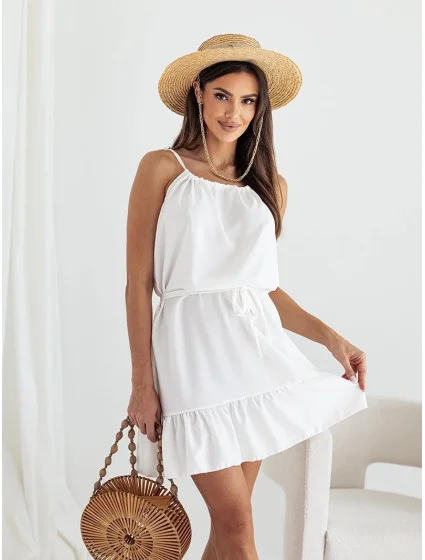 Dámske šaty ecru s volánom (652) Dámske šaty ecru s volánom (652)