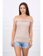 Španielska blúzka s volánikmi béžová Španielska blúzka s volánikmi béžová