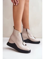 Lakované Boty Na Zateplené D&A Béžové model 21671901 - S.Barski