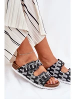 Klapki Damskie Z Klamrami I Brokatem S.Barski RB51-006 Czarne Klapki Damskie Z Klamrami I Brokatem S.Barski RB51-006 Czarne