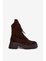 Dámské workery Z Naturalnego Zamszu Zazoo 976 Čokoládové