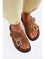 Dámské pantofle z imitace semiše zlaté Camel model 22125544 - Boto