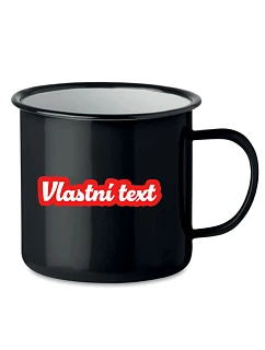 Personalizovaný retro plechový pohár s vlastným textom a obrysom