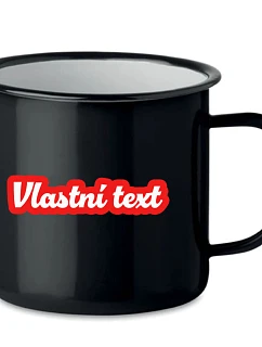 Personalizovaný retro plechový pohár s vlastným textom a obrysom
