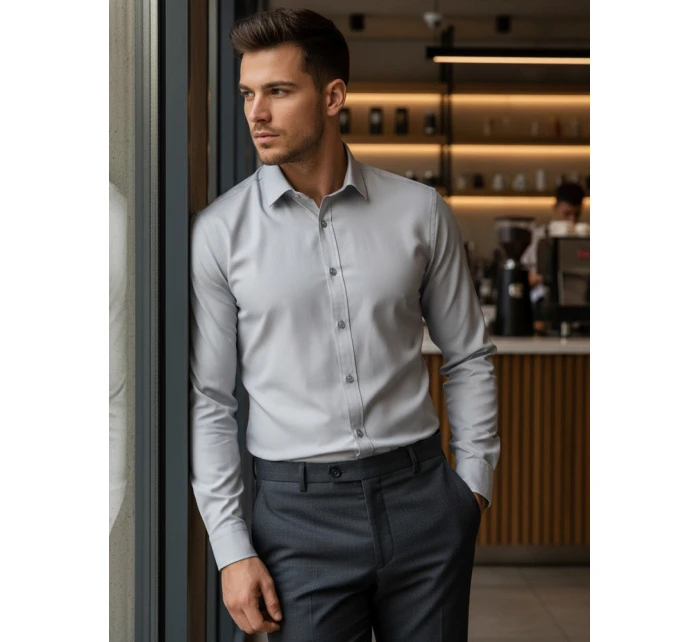 Pánská elegantní košile světle šedá Dstreet model 21968140 - FashionStreet