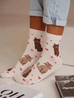 Milena ponožky 0200-136 Mačky a srdcia 37-41