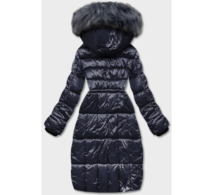 Tmavomodrá dámska metalická zimná bunda (B8073-3) Tmavomodrá dámska metalická zimná bunda (B8073-3)