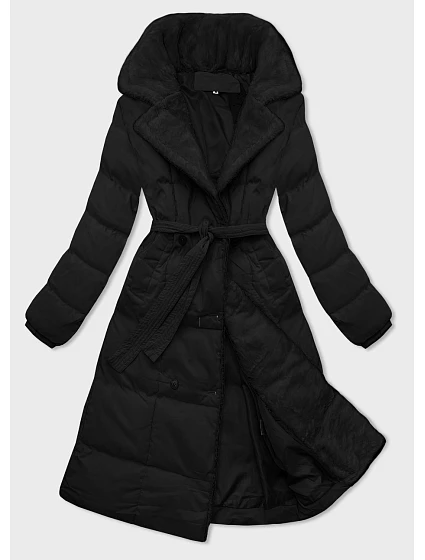 Dámsky zimný kabát s kožušinovým golierom J Style Black (16M9168-392A) Dámsky zimný kabát s kožušinovým golierom J Style Black (16M9168-392A)