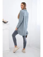 Bavlněná mušelínová košile Plus Size tmavě šedá