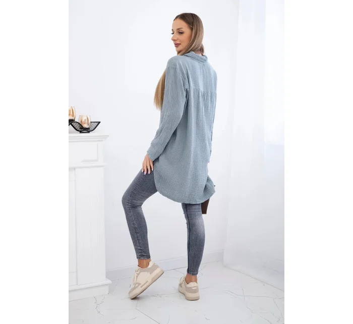 Bavlněná mušelínová košile Plus Size tmavě šedá
